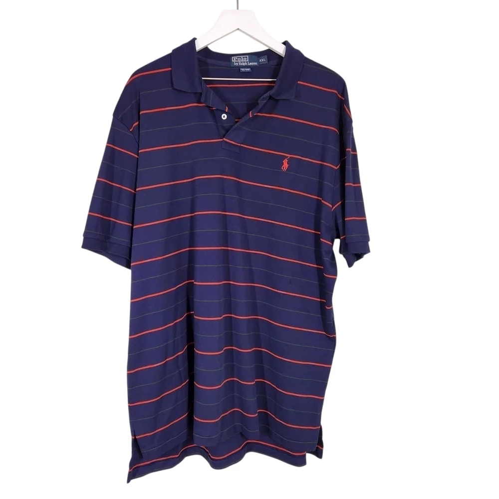 Polo by Ralph Lauren Men's Navy Blue Striped Shirt, Sz XXL